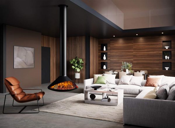modern hanging electric fire